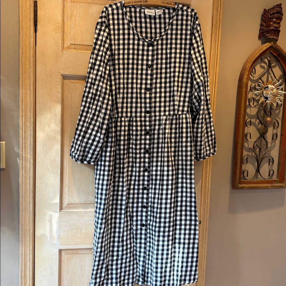 Black and White Flannel Gingham Dress Size 3X Vermont Country Store - Picture 2 of 8